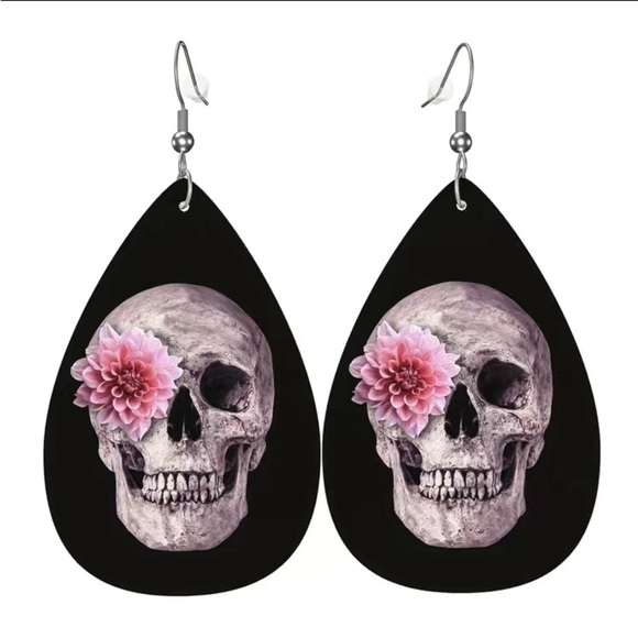 Skull flower earrings - Picture 2 of 3